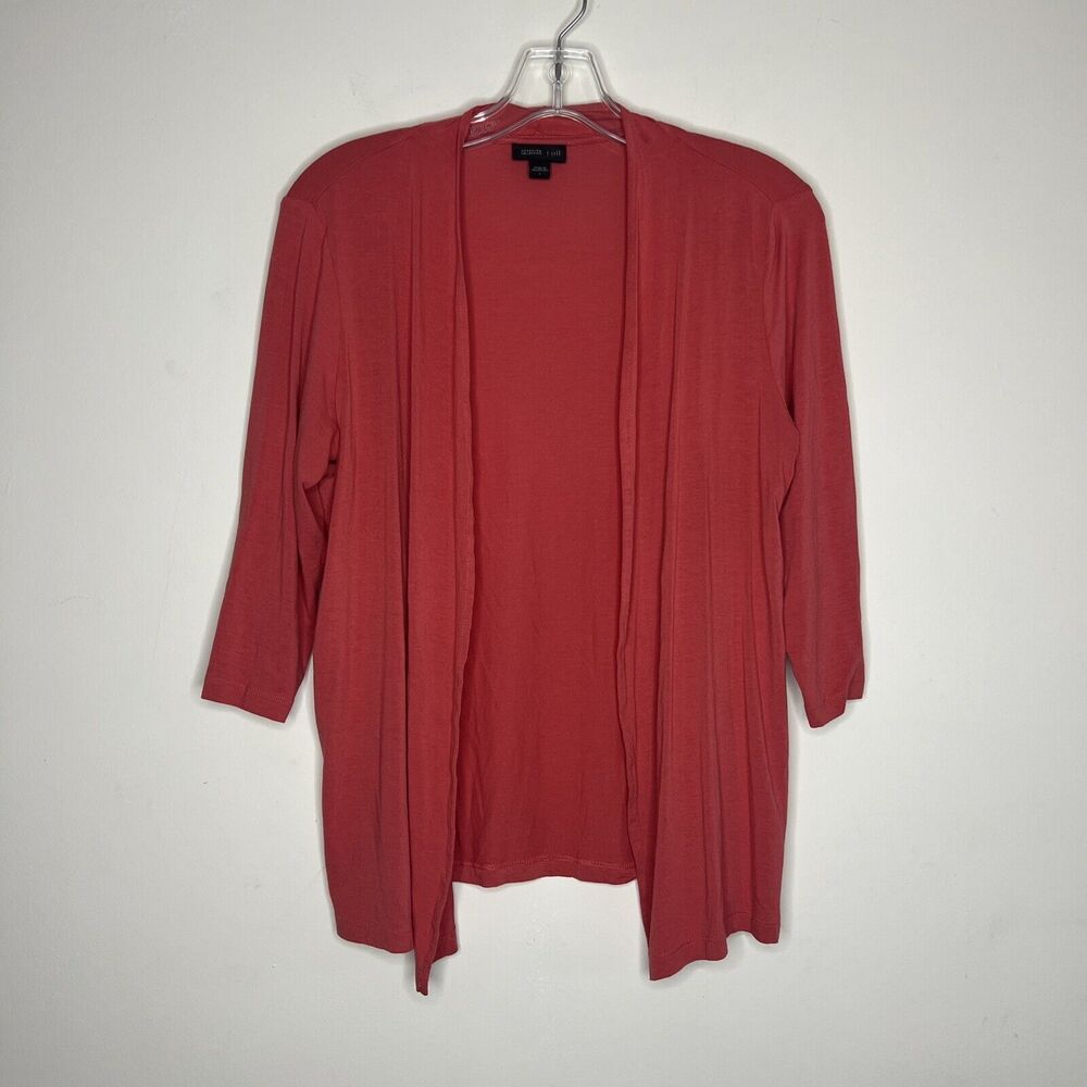 J Jill Wearever Collection Womens Top Small Open Orange Short Sleeve Layering